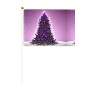 Drapeau de Noël violet double face agitant et mini drapeaux à bâton, adaptés pour la décoration de fête et les activités d'équipe