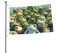 Drapeau de nombreuses grenouilles de 61 x 91 cm avec impression double face pour l'extérieur, les vacances, bannière cadeau avec œillets, toile de fond pour photo pour décoration intérieure et