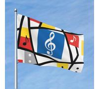 Drapeau de notes de musique de 1,2 x 1,8 m - Robuste - Double face - Grand drapeau de cour pour l'extérieur - Bannière de vacances avec œillets - Drapeaux d'extérieur - Décoration murale