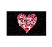 Drapeau de nuit spécial Happy Decor Day Saint-Valentin A Love Valentine's The Heart Shape Day Is Décoré Drapeau rouge Happy Day et Rose sur le drapeau Drapeau_ Bannières Accessoires Drapeaux muraux
