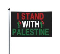 Drapeau de Palestine Je me tiens avec le drapeau de la Palestine Double face Drapeau de nouveauté Bannière extérieure pour porche 3x5 pieds, Je me tiens avec le dortoir de tapisserie de Palestine