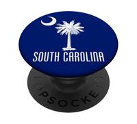 Drapeau de Palmier de la Caroline du Sud SC Cresent Moon PopSockets PopGrip Adhésif