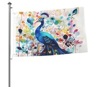 Drapeau de paon coloré de 6,1 x 0,9 m, imprimé double face, drapeau de jardin, drapeau de cour pour l'extérieur, les vacances, bannière cadeau avec œillets, toile de fond pour photo pour décoration