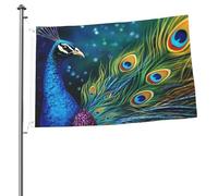 Drapeau de paon coloré de 61 x 91 cm double face avec œillets en laiton - Bannière de vœux pour intérieur ou extérieur - Décoration d'intérieur ou d'extérieur