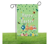 Drapeau de Pâques - Drapeau de printemps festif, Flagal en plein air de vacances | Drapeau de jardin d'oeufs de lapin de lapin, décoration de jardin sur le thème du lapin, bannière heureuse
