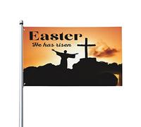 Drapeau de Pâques « Il est ressuscit頻 - Christ chrétien - Jésus - 90 x 150 cm - Décoration intérieure et extérieure