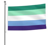 Drapeau de parade en polyester avec œillets en laiton - Drapeau de la fierté LGBTQ+ pour hommes homosexuels, cinq bandes, résistant à la décoloration, drapeaux de bienvenue pour terrasse extérieure, 9