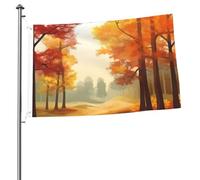 Drapeau de paysage d'arbres d'automne 6 x 0,9 m avec impression double face pour l'extérieur, les vacances, bannière cadeau avec œillets, toile de fond pour photo pour décoration intérieure et