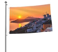 Drapeau de paysage de l'île Grèce - 6 x 0,9 m - Impression double face - Drapeau de jardin pour l'extérieur - Bannière cadeau avec œillets - Toile de fond pour photo pour intérieur et extérieur