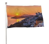 Drapeau de paysage de l'île Grèce - 61 x 88,9 cm - Double face - Drapeau de bienvenue - Bannière décorative pour cour, porche, pelouse