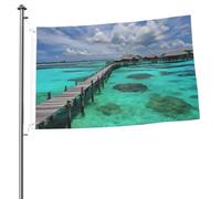 Drapeau de paysage des Maldives de 6,1 x 0,9 m avec impression double face pour l'extérieur, les vacances, bannière cadeau avec œillets pour décoration intérieure et extérieure