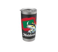 Drapeau de pêche au thon des Maldives Motif océan Gobelet isotherme en acier inoxydable double paroi