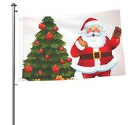 Drapeau de Père Noël avec arbre de Noël - 6 x 0,9 m - Impression double face - Drapeau de jardin pour l'extérieur - Bannière cadeau avec œillets - Toile de fond pour photo pour intérieur et extérieur
