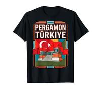 Drapeau de Pergamon Türkiye Ancienne Acropole Ruines Art Rétro T-Shirt