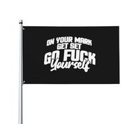 Drapeau de Pirate 90X150cm, À vos marques, prêts, allez vous faire foutre Renforcé Drapeaux Personnalisé Suspendus Fanion pour manif Maison Décorations