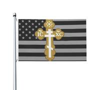 Drapeau de Pirate 90X150cm, Croix du christianisme orthodoxe Couleurs Vives Drapeaux Résistants aux Intempéries Suspendus Fanion pour Événements Intérieur Balcon