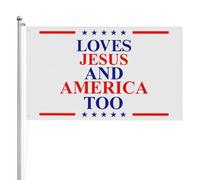Drapeau de Pirate 90X150cm, Elle aime Jésus et l'Amérique aussi Renforcé Drapeau Pirate Résistant à la Décoloration Bannière Extérieure pour Célébration Extérieur Balcon