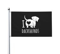 Drapeau de Pirate 90X150cm, I Love les teckels Décoratifs Drapeau Corsaire avec œillets Bannière Extérieure pour Maison Anniversaire Célébration