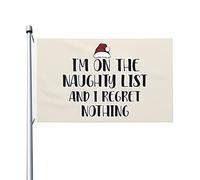 Drapeau de Pirate 90X150cm, Je suis sur la liste des vilains Noël drôle avec œillets Drapeaux Résistant à la Décoloration Bannière Extérieure pour manif Décorations Restaurant