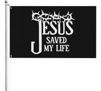 Drapeau de Pirate 90X150cm, Jésus a sauvé ma vie Renforcé Drapeaux avec œillets Flags pour Anniversaire Bar Décorations