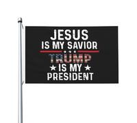 Drapeau de Pirate 90X150cm, Jésus est mon Sauveur Trump est mon président Double Couture Drapeaux Couleurs Vives Bannière Extérieure pour Décorations Anniversaire Balcon