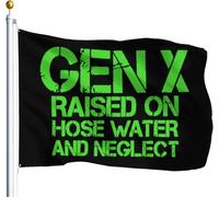 Drapeau de Pirate 90X150cm, La génération X a grandi avec l'eau du tuyau et la négligence Couleurs Vives Drapeaux Résistants aux Intempéries Bannière Extérieure pour Anniversaire Fête