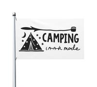 Drapeau de Pirate 90X150cm, Le camping est mon endroit heureux Personnalisé Drapeau Corsaire avec œillets Bannière Extérieure pour Extérieur Balcon Célébration