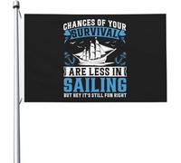 Drapeau de Pirate 90X150cm, Les chances de survie sont moindres en navigation avec œillets Drapeaux Renforcé Suspendus Fanion pour Anniversaire Décorations Extérieur