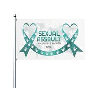 Drapeau de Pirate 90X150cm, Mois de sensibilisation aux agressions sexuelles Renforcé Drapeaux avec œillets Bannière Extérieure pour Bar Jardin Maison