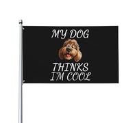 Drapeau de Pirate 90X150cm, Mon chien pense que je suis un chien Goldendoodle cool Résistants aux Intempéries Drapeau Corsaire Couleurs Vives Suspendus Fanion pour Décorations manif Intérieur