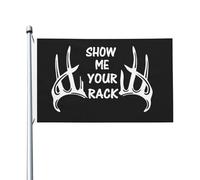 Drapeau de Pirate 90X150cm, Montre-moi ton rack Chasse au cerf Renforcé Drapeaux Personnalisé Bannière Extérieure pour Anniversaire Jardin Maison
