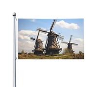 Drapeau de Pirate 90X150cm, Moulins à vent Décoratifs Drapeau avec œillets Bruant pour Décorations Jardin Événements