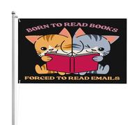 Drapeau de Pirate 90X150cm, Né pour lire des livres, forcé de lire des e-mails Couleurs Vives Drapeaux avec œillets Bannière Extérieure pour Restaurant Événements Maison