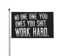 Drapeau de Pirate 90X150cm, Personne ne vous doit rien, travaillez dur Personnalisée Drapeau de Vacances avec œillets Bruant pour Décorations Maison Événements