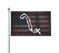 Drapeau de Pirate 90X150cm, Rosaire catholique Décoratifs Drapeaux avec œillets Flags pour Événements Bar Restaurant