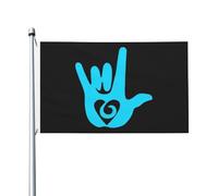 Drapeau de Pirate 90X150cm, Signe « Je t'aime » en langue des signes ASL Double Couture Drapeaux avec œillets Bannière Extérieure pour Célébration Balcon Événements