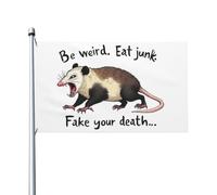 Drapeau de Pirate 90X150cm, Soyez bizarre, mangez de la malbouffe, simulez votre mort Personnalisé Drapeau de Jardin Double Couture Bruant pour Bar Décorations Anniversaire