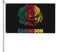 Drapeau de Pirate 90X150cm, Vintage Roses Cameroun Camerounais Double Couture Drapeau Pirate Personnalisé Bannière Extérieure pour manif Événements Maison