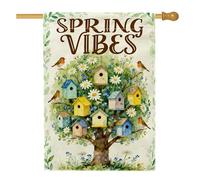 Drapeau De Pirate Arbre Printemps Nature Oiseau Chrysanthème Drapeaux Renforcé Avec Œillets Bunting Pour Restaurant Jardin Extérieur 70X102Cm