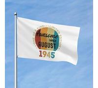 Drapeau De Pirate Avec Œillets Drapeaux Cadeau D'Anniversaire Unique En Son Genre, Édition Limitée, Génial Depuis Août 1945 Décoratifs Bannière Extérieure Pour Maison Extérieur Jardin 90X150Cm