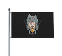 Drapeau De Pirate Avec Œillets, Femme Soldate De La Tribu Wolf Head Personnalisé Bruant Pour Fête Extérieur Drapeaux 90X150Cm