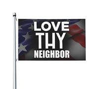 Drapeau De Pirate Couleurs Vives Drapeaux Aime Ton Prochain Résistant À La Décoloration Suspendus Fanion Pour Extérieur Manif Anniversaire 90X150Cm