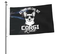 Drapeau De Pirate Couleurs Vives Drapeaux Tous Les Chiens Sont Cools, Mais Les Corgis Sont Les Rois. Résistants Aux Intempéries Bannière Extérieure Pour Décorations Fête Restaurant 90X150Cm