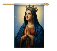 Drapeau De Pirate Couronne De Prière Du Rosaire, Saint Christianisme, Religieux Drapeaux Avec Œillets Couleurs Vives Suspendus Fanion Pour Maison Célébration Anniversaire 70X102Cm