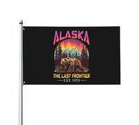 Drapeau De Pirate Double Couture Drapeaux Alaska, Fondée En 1959, La Dernière Frontière Décoratifs Suspendus Fanion Pour Jardin Manif Extérieur 90X150Cm