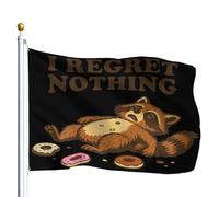 Drapeau De Pirate Double Couture Drapeaux Je Ne Regrette Rien Drôle Amoureux Des Ratons Laveurs Amoureux Du Fil Femmes Avec Œillets Bruant Pour Anniversaire Manif Balcon 90X150Cm