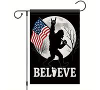 Drapeau De Pirate Halloween Croire Patriotique Usa Pleine Lune Cryptide Drapeaux Renforcé Couleurs Vives Suspendus Fanion Pour Décorations Fête Restaurant 70X102Cm