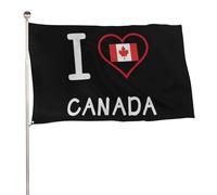 Drapeau de Pirate J'aime le Canada Drapeaux 90X150cm | Couleurs Vives Suspendus Fanion Double Couture Drapeau de Jardin pour Balcon Événements Maison