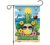 Drapeau De Pirate Lunettes De Soleil Tropicales Ananas Pour L'Été Drapeaux Renforcé Double Couture Bannière Extérieure Pour Anniversaire Extérieur Maison 70X102Cm