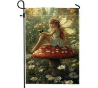 Drapeau De Pirate Marguerite Champignon Rouge Fée Nature Drapeaux Décoratifs Renforcé Bunting Pour Célébration Balcon Décorations 70X102Cm